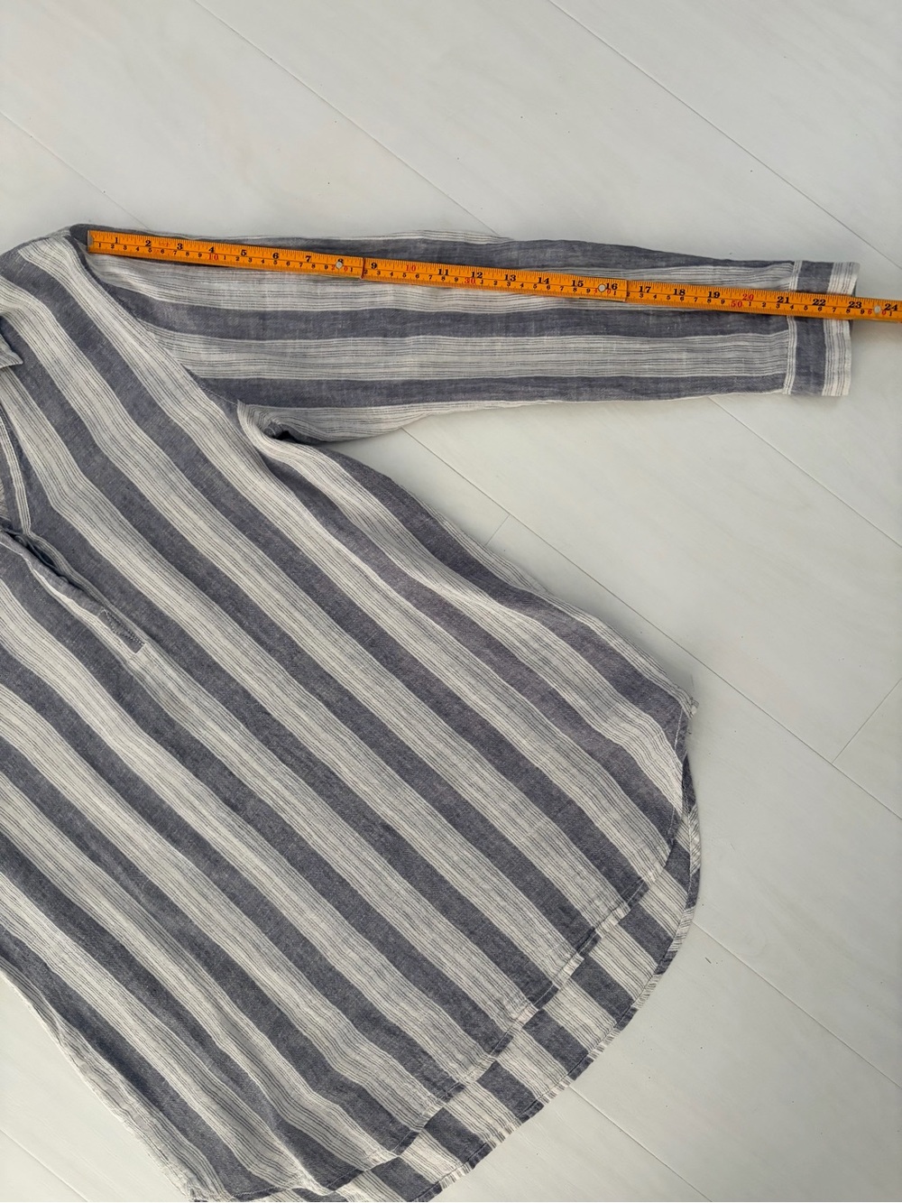Linen Cotton Tunic Blouse Top Striped White Grey Breathable by BeachLunchLounge - Picture 13 of 17
